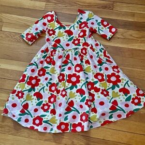 Hanna Andersson Girls’ 130/8 Floral Print Twirly Skater Dress w/pockets